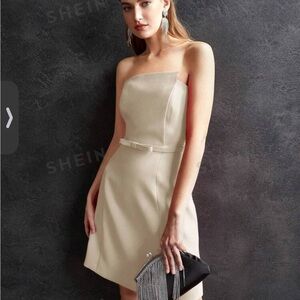 MOTF bow belt strapless tube dress size S